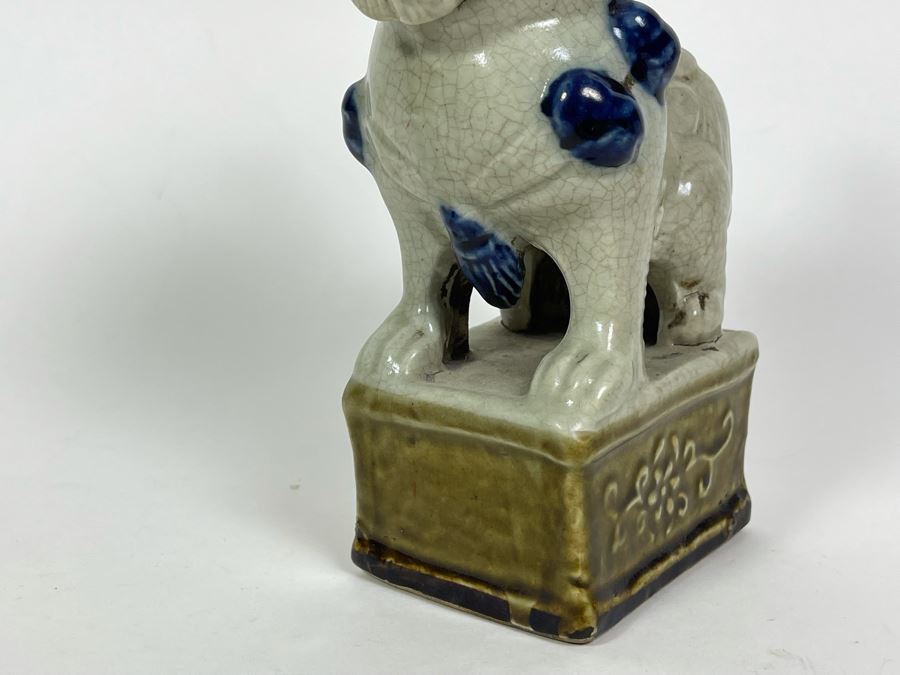 Old Antique Chinese Porcelain Foo Dog Lion With Certificate Of Authenticity From Hong Kong 8H [Photo 7]