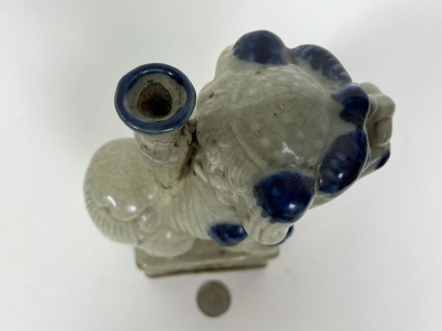 Old Antique Chinese Porcelain Foo Dog Lion With Certificate Of Authenticity From Hong Kong 8H [Photo 10]