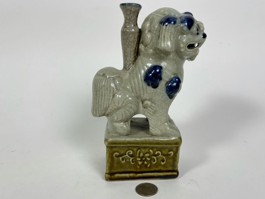 Old Antique Chinese Porcelain Foo Dog Lion With Certificate Of Authenticity From Hong Kong 8H [Photo 8]