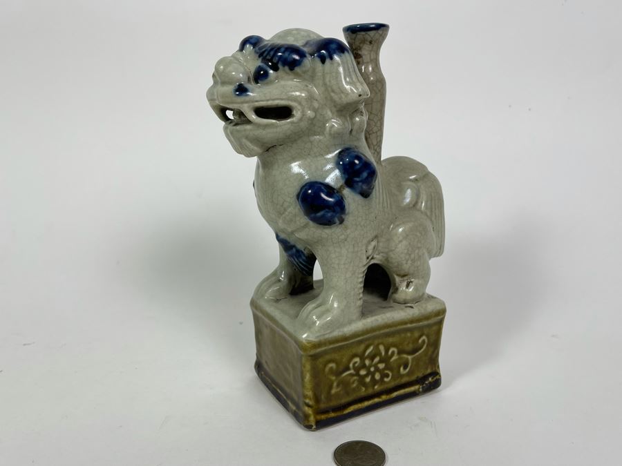 Old Antique Chinese Porcelain Foo Dog Lion With Certificate Of Authenticity From Hong Kong 8H [Photo 13]