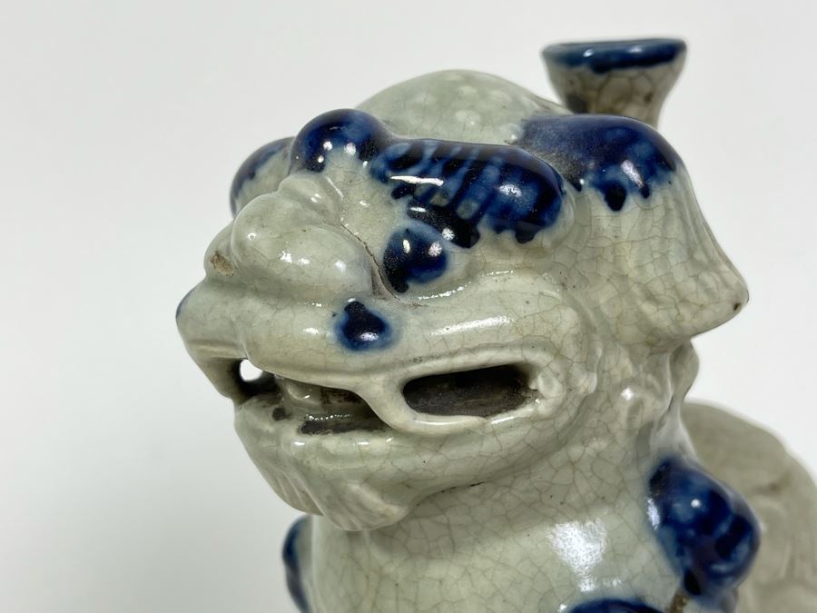 Old Antique Chinese Porcelain Foo Dog Lion With Certificate Of Authenticity From Hong Kong 8H [Photo 5]