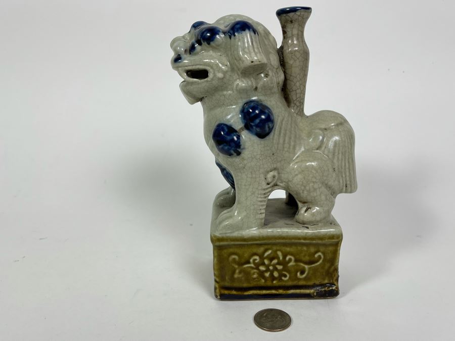 Old Antique Chinese Porcelain Foo Dog Lion With Certificate Of Authenticity From Hong Kong 8H [Photo 12]