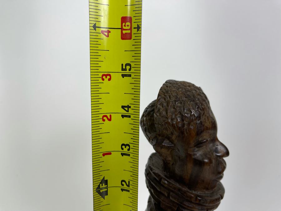 Vintage African Carved Wood Sculpture Of Man 15H [Photo 12]