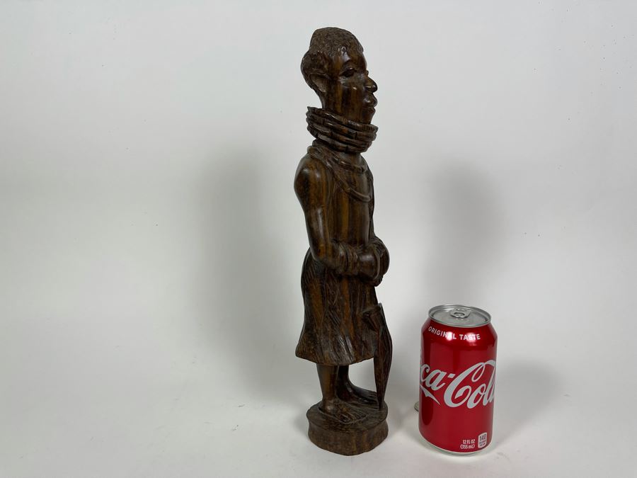 Vintage African Carved Wood Sculpture Of Man 15H [Photo 11]