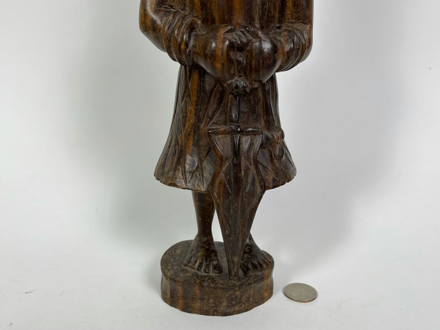 Vintage African Carved Wood Sculpture Of Man 15H [Photo 6]