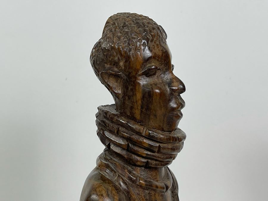 Vintage African Carved Wood Sculpture Of Man 15H [Photo 10]