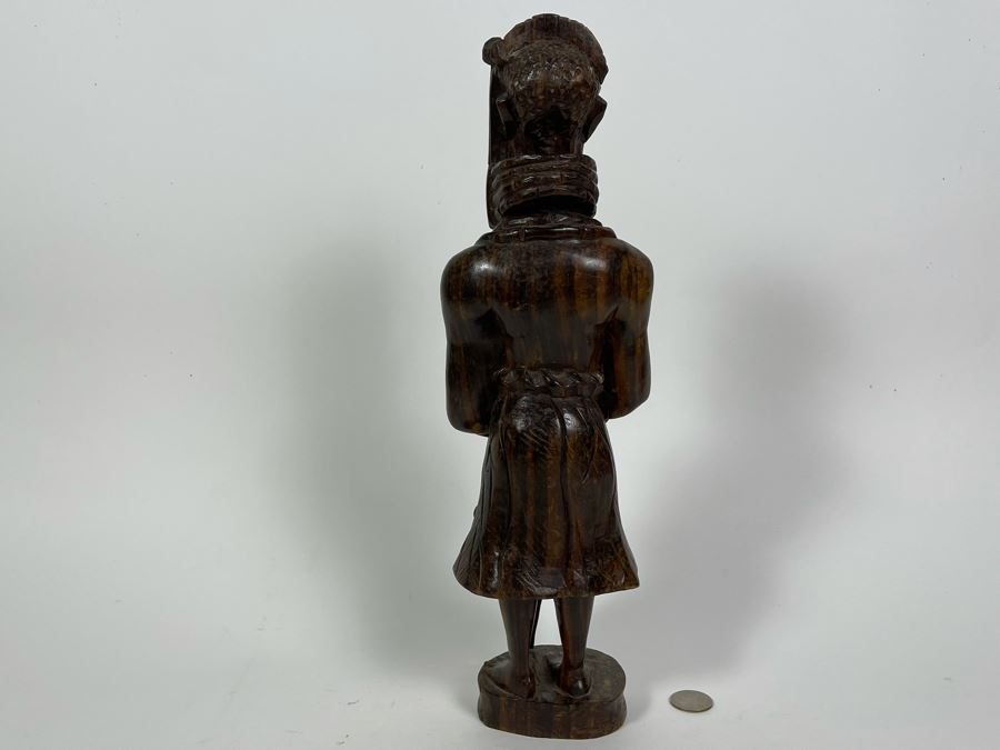Vintage African Carved Wood Sculpture Of Man 15H [Photo 8]