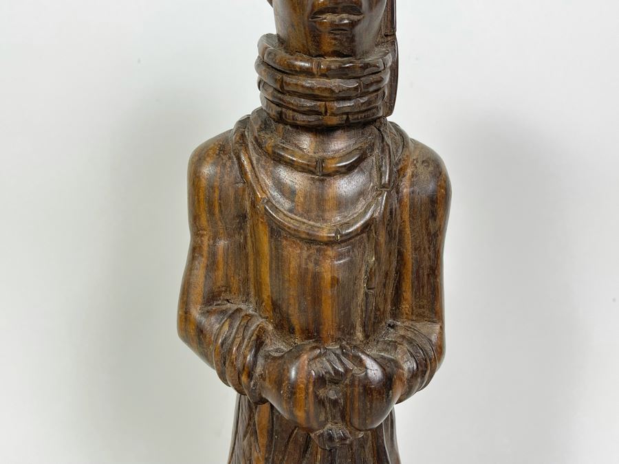 Vintage African Carved Wood Sculpture Of Man 15H [Photo 5]