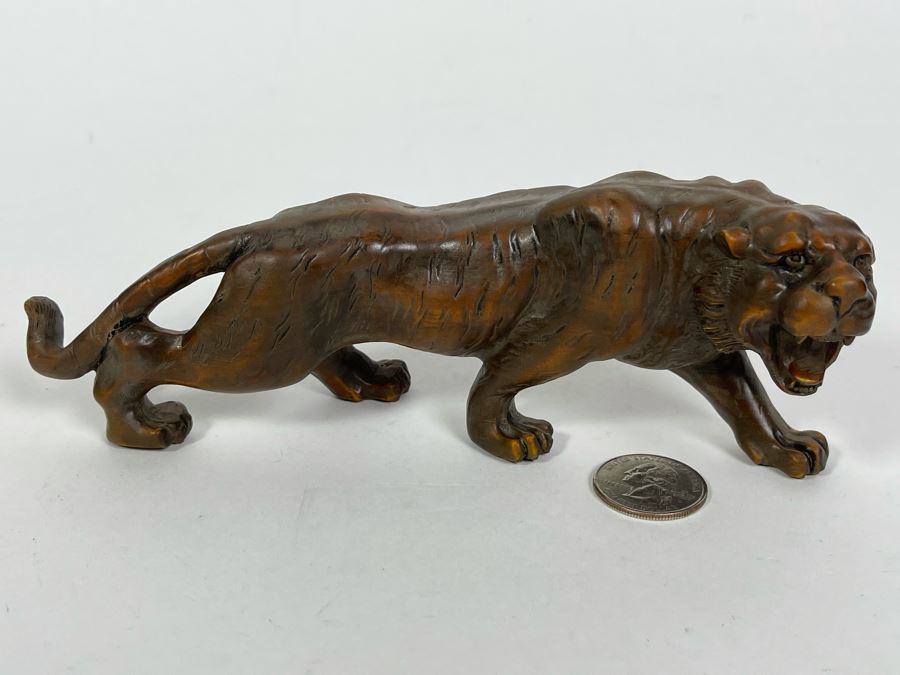 Carved Wood Sculpture Of Tiger 7L X 3D X 2.5H [Photo 5]