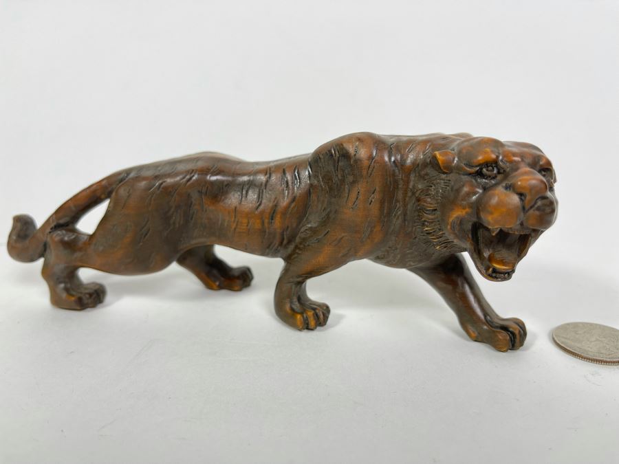Carved Wood Sculpture Of Tiger 7L X 3D X 2.5H [Photo 3]