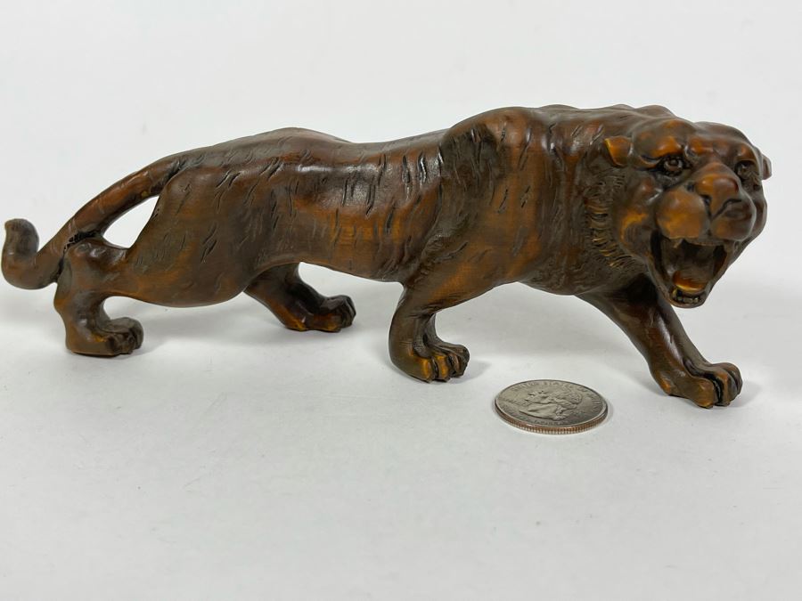 Carved Wood Sculpture Of Tiger 7L X 3D X 2.5H [Photo 4]