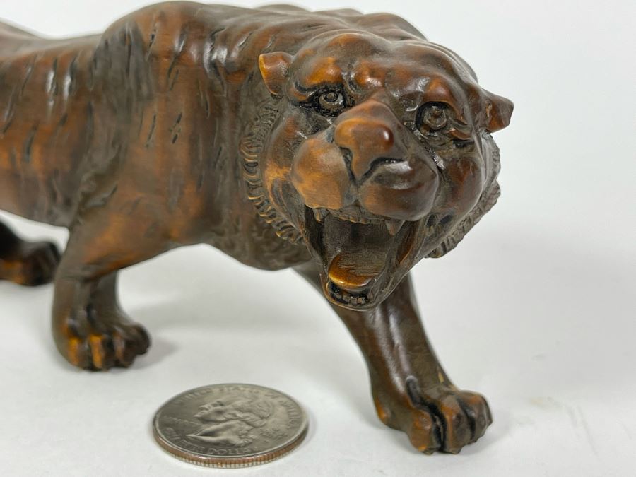 Carved Wood Sculpture Of Tiger 7L X 3D X 2.5H [Photo 8]