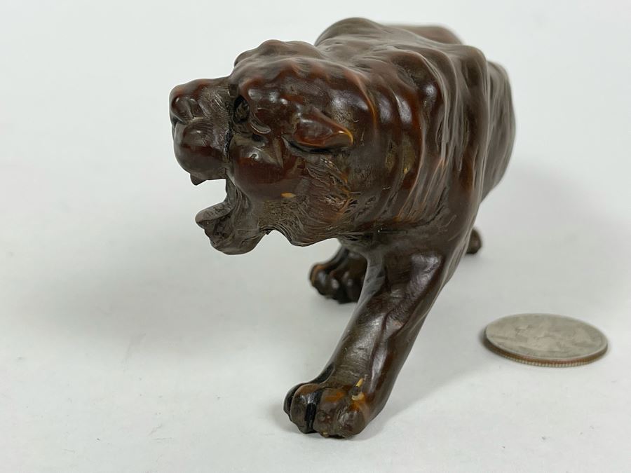 Carved Wood Sculpture Of Tiger 7L X 3D X 2.5H [Photo 12]