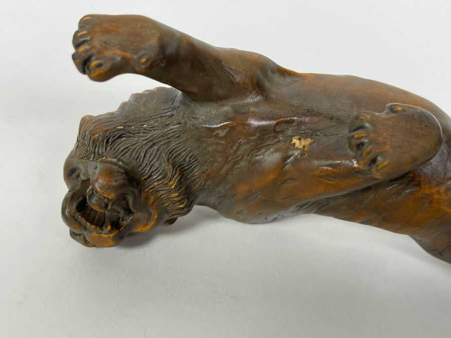 Carved Wood Sculpture Of Tiger 7L X 3D X 2.5H [Photo 17]