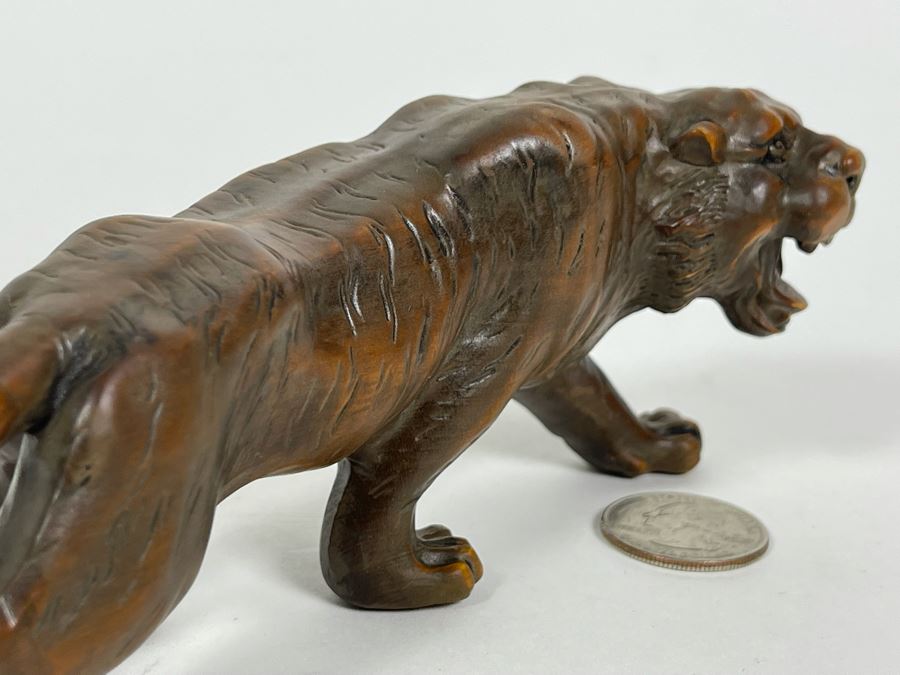 Carved Wood Sculpture Of Tiger 7L X 3D X 2.5H [Photo 10]