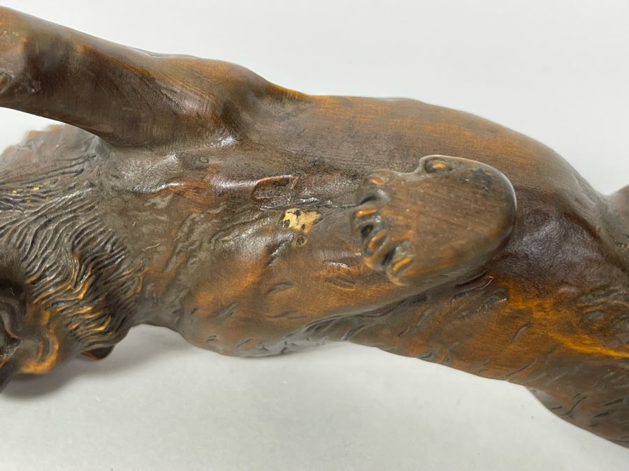 Carved Wood Sculpture Of Tiger 7L X 3D X 2.5H [Photo 18]