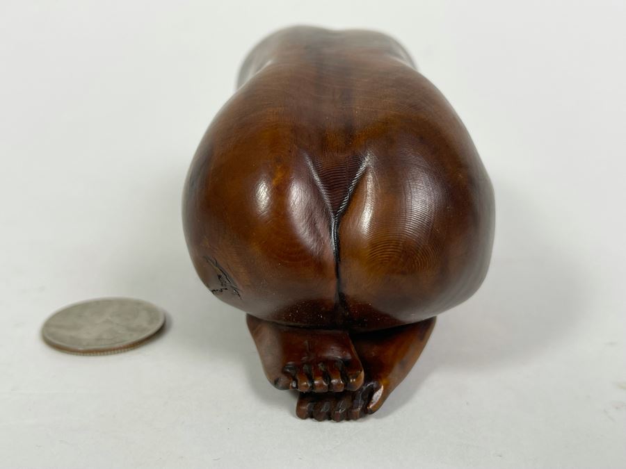 Fine Carved Wood Sculpture Of Crouching Nude Woman 5.5W X 2.25D X 2H [Photo 4]