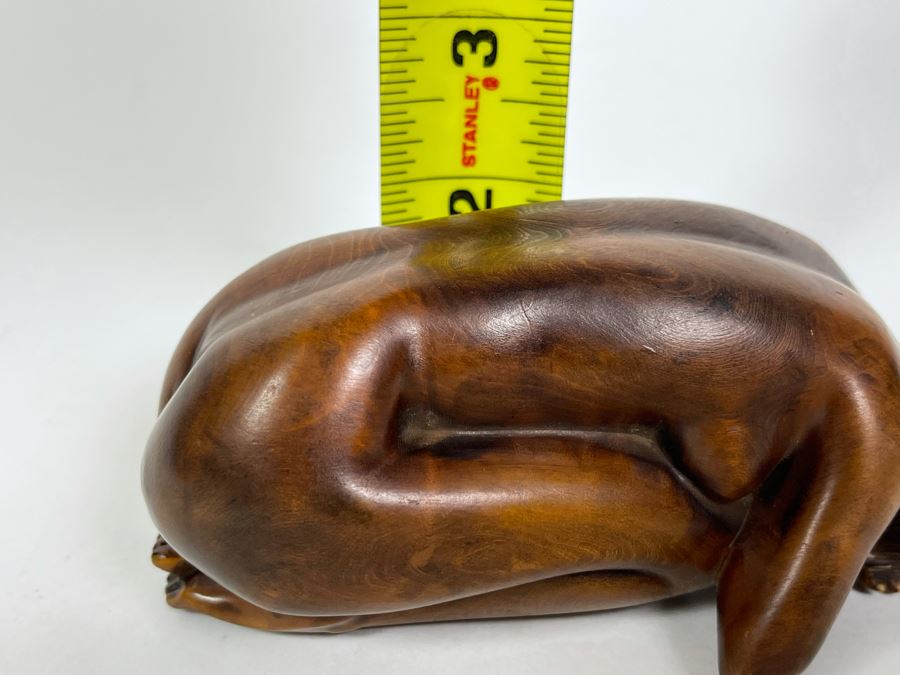 Fine Carved Wood Sculpture Of Crouching Nude Woman 5.5W X 2.25D X 2H [Photo 16]