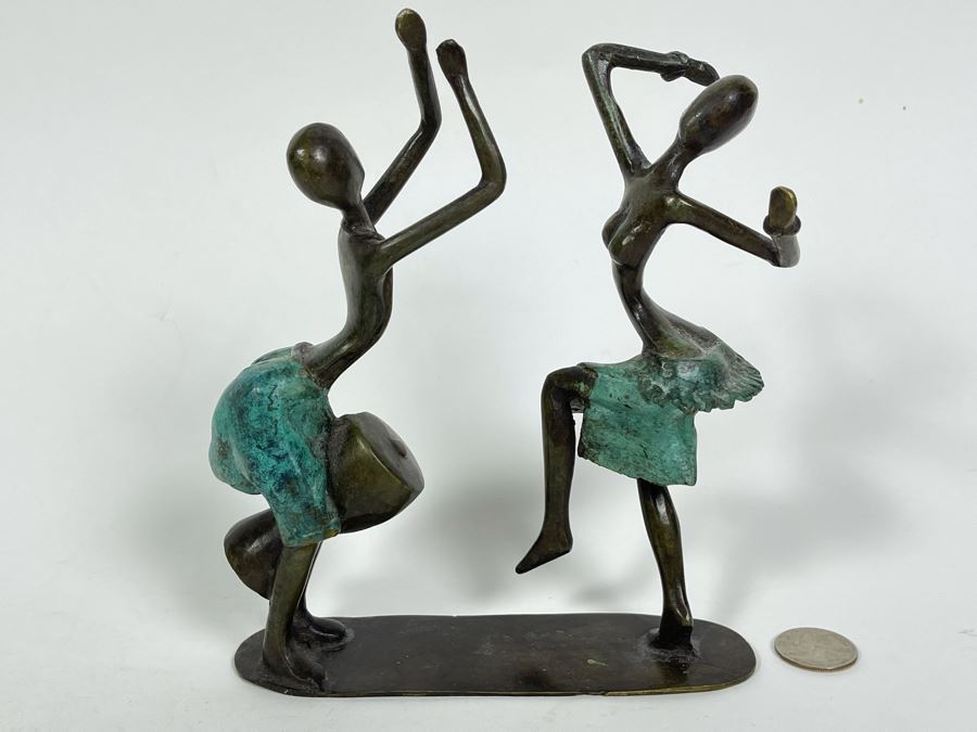 Bronze Sculpture Of African Women Dancing 6W X 2.5D X 7H [Photo 1]