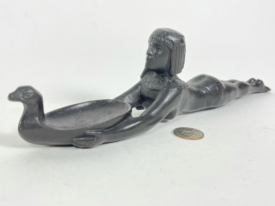 Solid Bronze Art Deco Laying Woman Sculpture 13.5L X 2D X 3H [Photo 4]