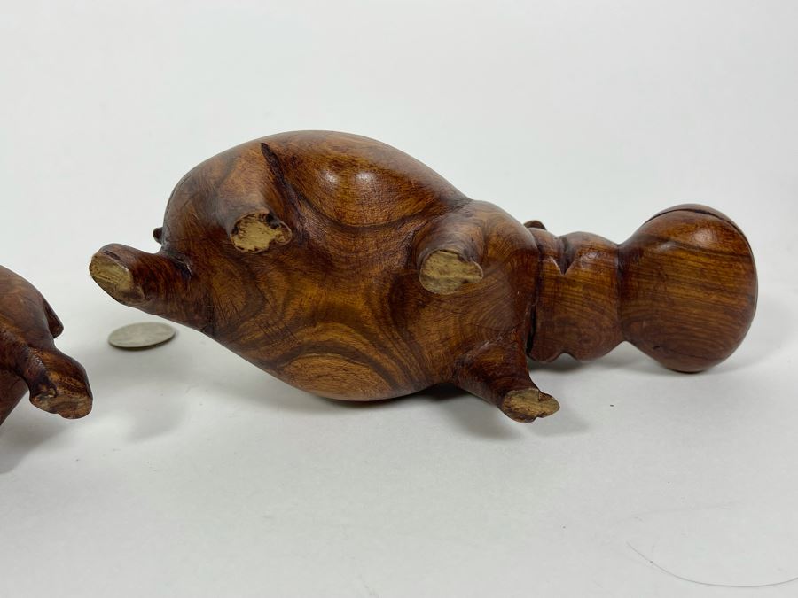 Pair Of Carved Wood Hippos 8L And 6L [Photo 8]