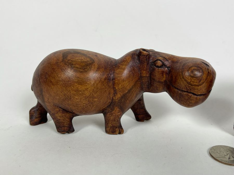 Pair Of Carved Wood Hippos 8L And 6L [Photo 6]