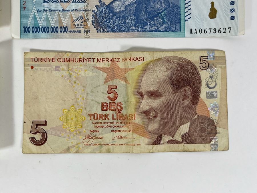 Foreign Currency Notes Including One Hundred Trillion Dollar Bill From Bank Of Zimbabwe [Photo 5]