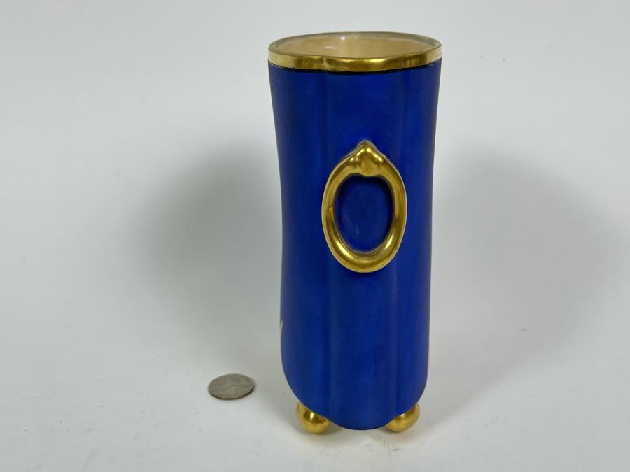 Vintage Footed Hand Painted Porcelain Vase By Heinrich Selb Bavaria 6W X 3D X 7H [Photo 3]