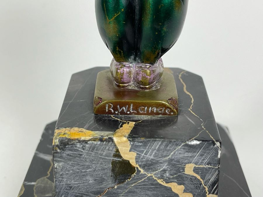 Richard W. Lange Bronze Sculpture On Marble Base Signed R. W. Lange Titled 'Small Moor With Love Letter, 1920s' Made In Germany By Baetman & Co 3W X 3.75D X 7H [Photo 14]