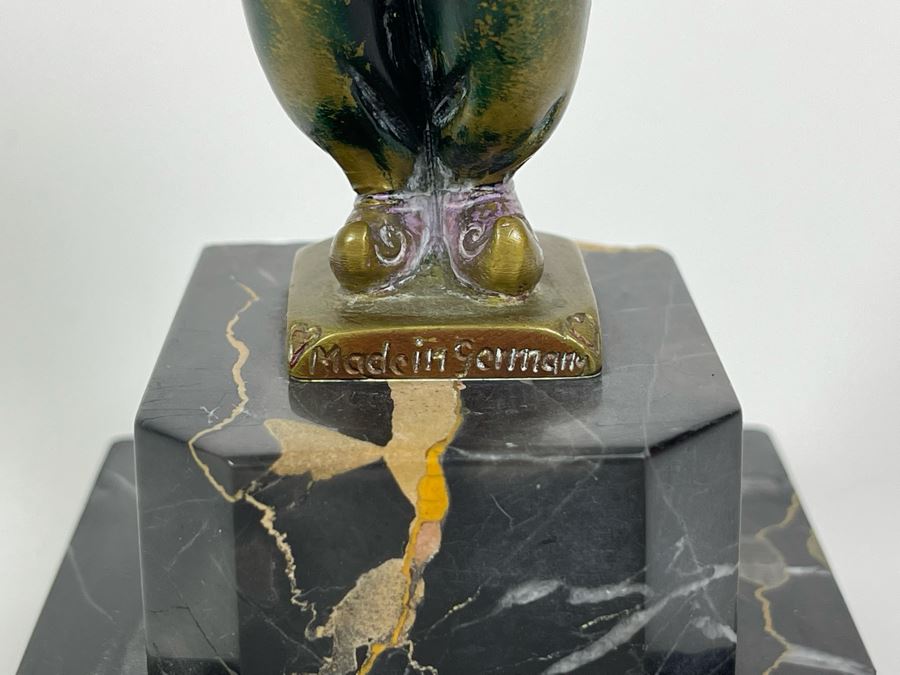 Richard W. Lange Bronze Sculpture On Marble Base Signed R. W. Lange Titled 'Small Moor With Love Letter, 1920s' Made In Germany By Baetman & Co 3W X 3.75D X 7H [Photo 6]