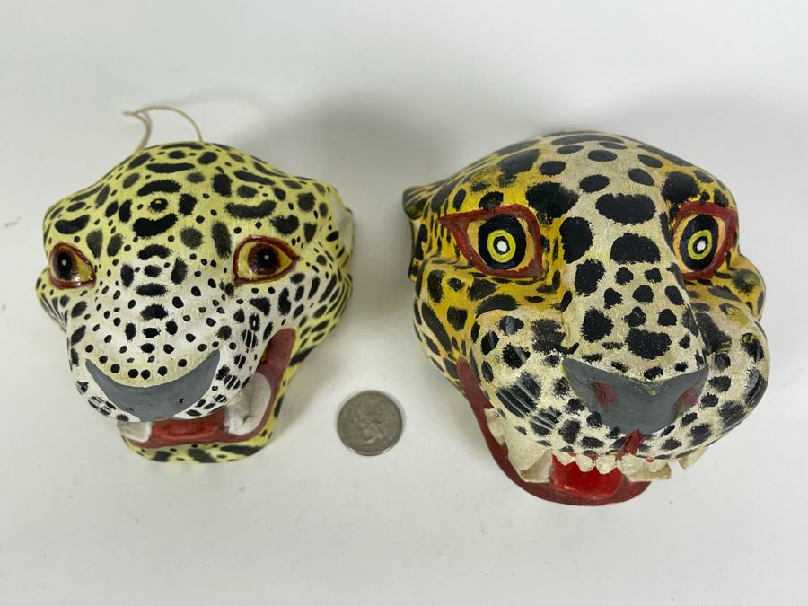 Pair Of Hand Painted Ethnic Animal Masks Wall Decor [Photo 1]