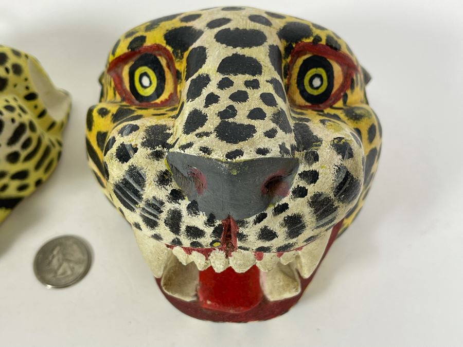 Pair Of Hand Painted Ethnic Animal Masks Wall Decor [Photo 3]