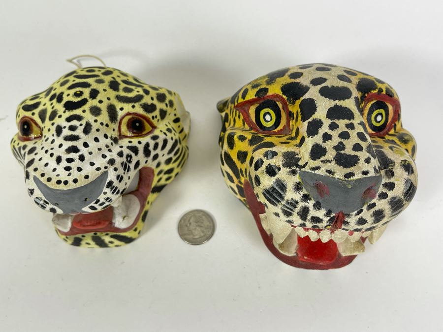Pair Of Hand Painted Ethnic Animal Masks Wall Decor [Photo 2]