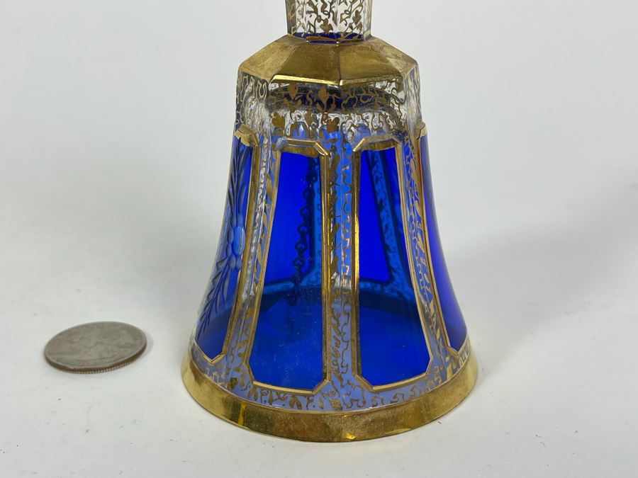 Vintage Hand Painted Etched Crystal Bell 5H [Photo 5]