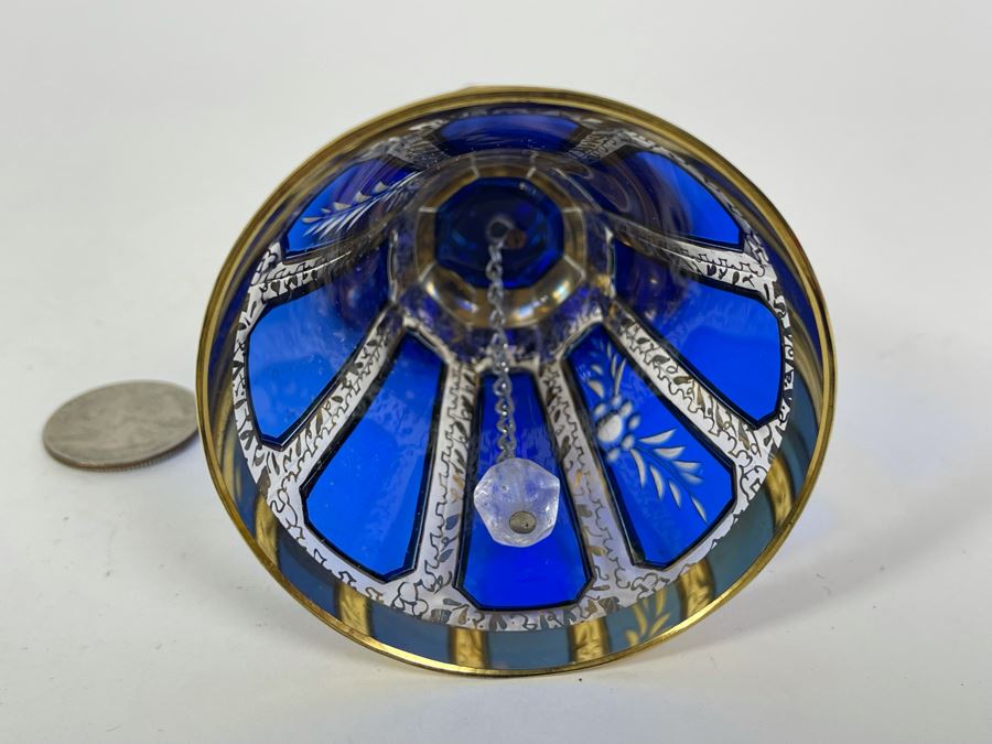 Vintage Hand Painted Etched Crystal Bell 5H [Photo 6]