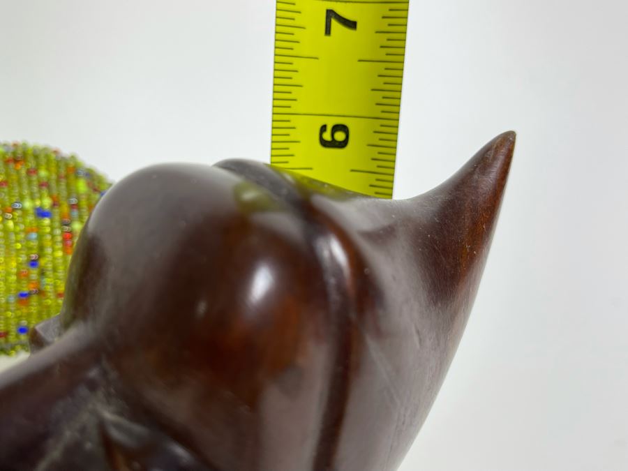 African Lot With Zulu Beer Pot, Beaded Lion, Wooden Female Sculpture And African Mbira Instrument [Photo 12]