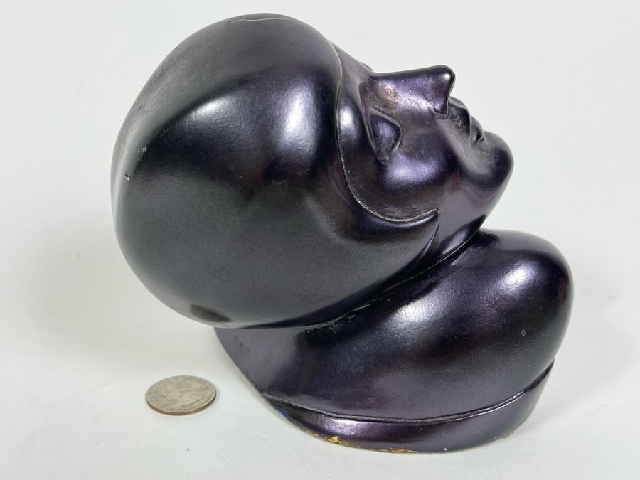 Art Deco Purple Female Head Bust Sculpture 5.5W X 5D X 5H [Photo 5]