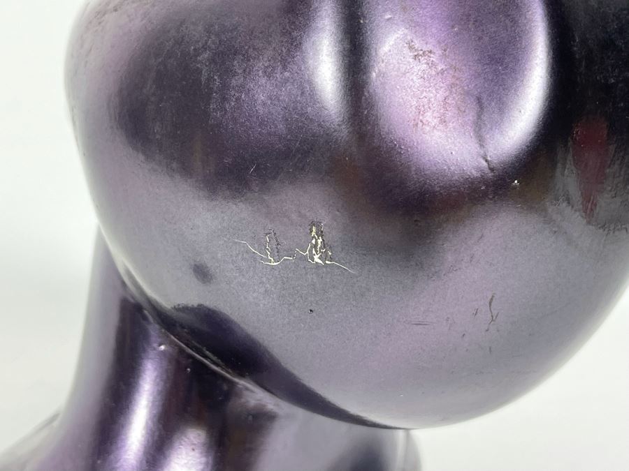 Art Deco Purple Female Head Bust Sculpture 5.5W X 5D X 5H [Photo 7]