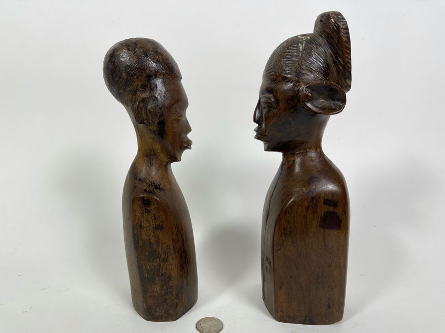 Old Pair Of African Carved Wood Sculptures Purchased For $600 Elliot Galleries 11H [Photo 2]