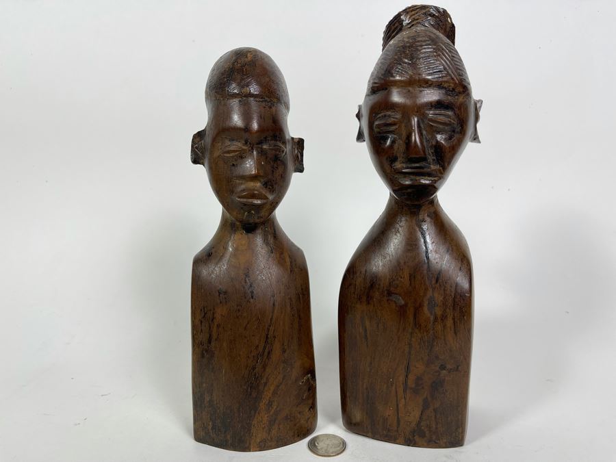 Old Pair Of African Carved Wood Sculptures Purchased For $600 Elliot Galleries 11H [Photo 1]