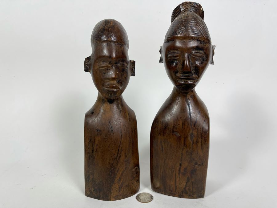 Old Pair Of African Carved Wood Sculptures Purchased For $600 Elliot Galleries 11H [Photo 3]