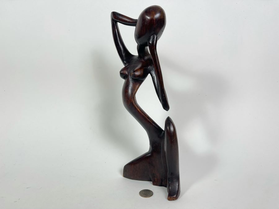 Hand Carved Wood Nude Woman Sculpture 7W X 12H [Photo 7]