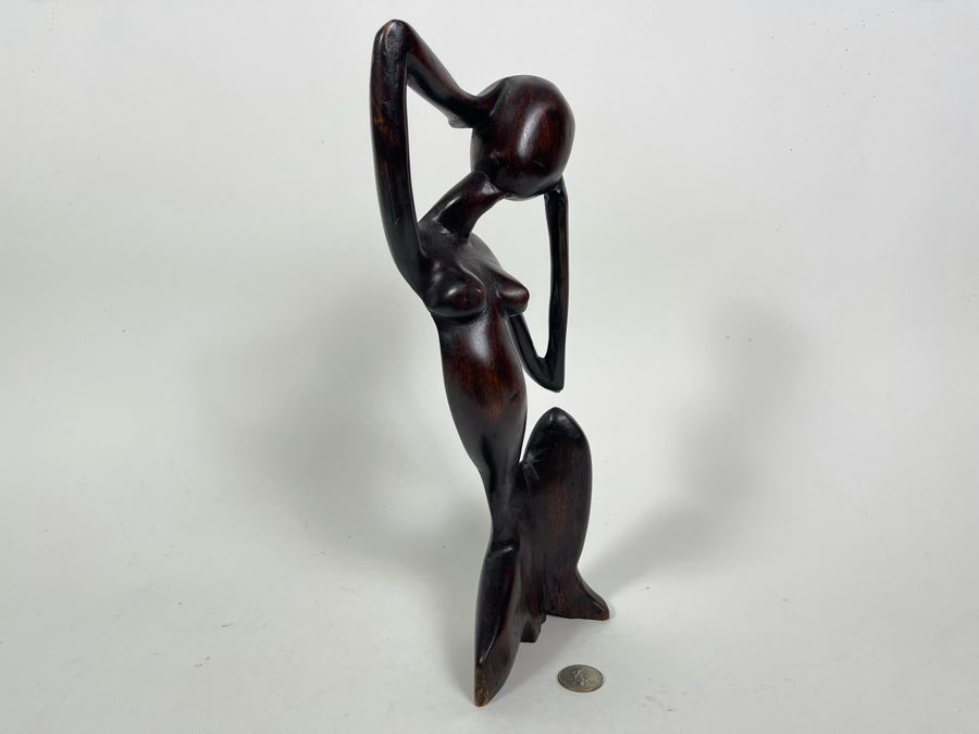 Hand Carved Wood Nude Woman Sculpture 7W X 12H [Photo 5]