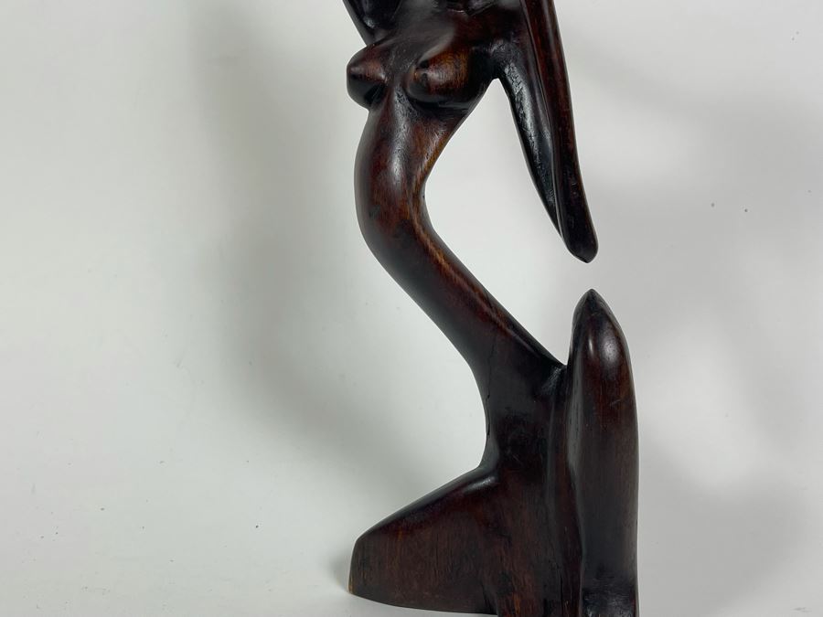 Hand Carved Wood Nude Woman Sculpture 7W X 12H [Photo 9]