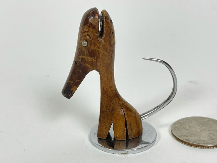 Karl Hagenauer (Austria, 1898–1956) Wein Art Deco Small Handmade Metal And Wood Dog Sculpture 2'H