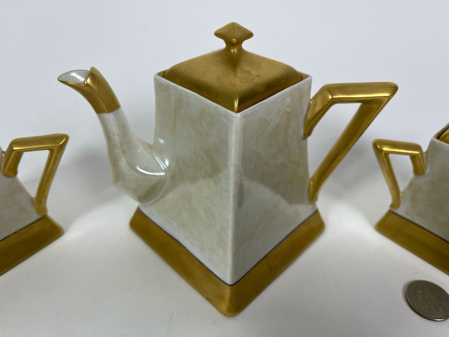 Art Deco Limoges France Teapot 5H With Creamer And Sugar [Photo 8]