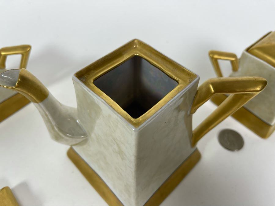 Art Deco Limoges France Teapot 5H With Creamer And Sugar [Photo 9]