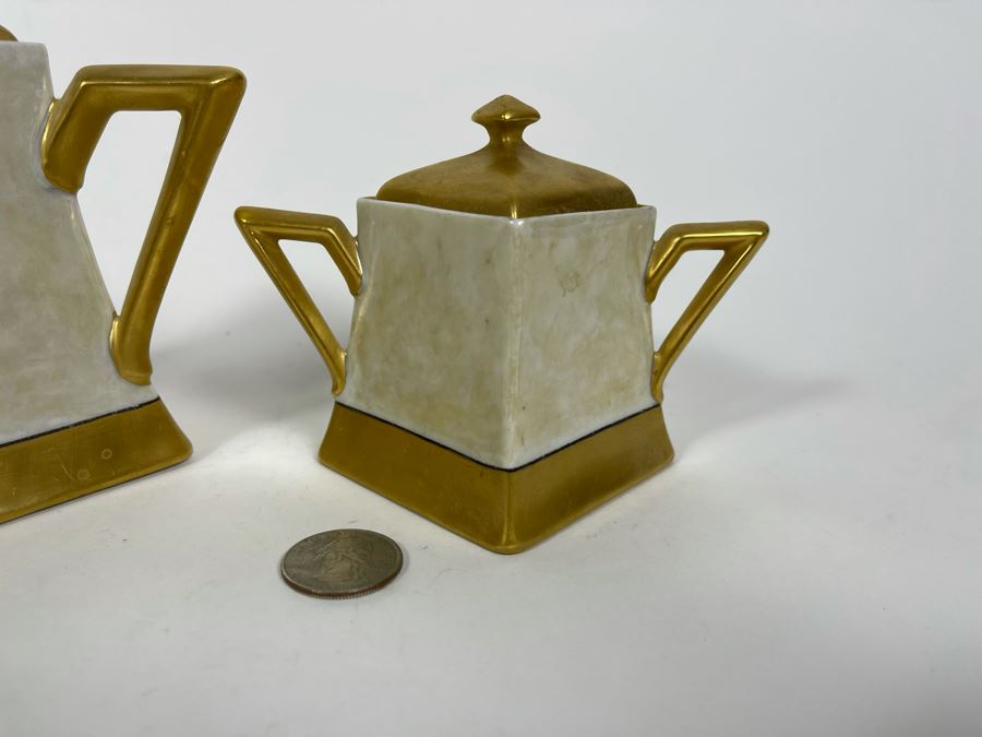 Art Deco Limoges France Teapot 5H With Creamer And Sugar [Photo 5]