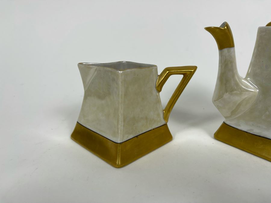 Art Deco Limoges France Teapot 5H With Creamer And Sugar [Photo 6]