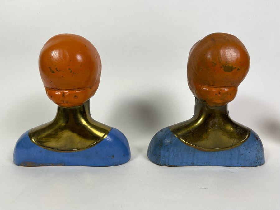 Pair Of Art Deco 1915 Bronze Clad Bust Of Woman From Pompeian Bronze Co 8.5W [Photo 12]